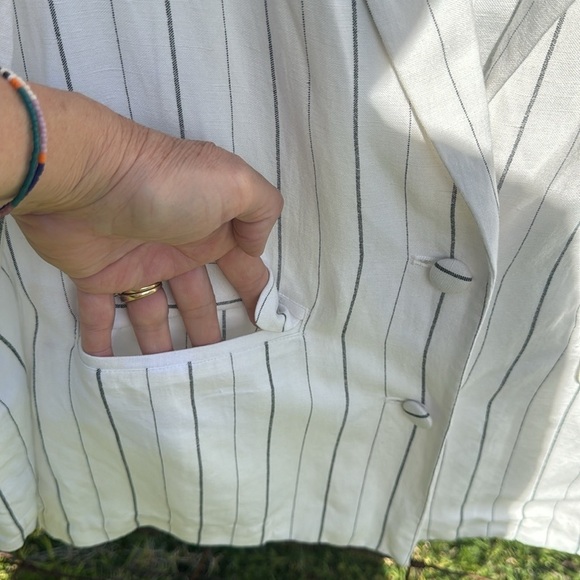 Forever 21 Striped Linen Blazzer Costal Small - Picture 4 of 5